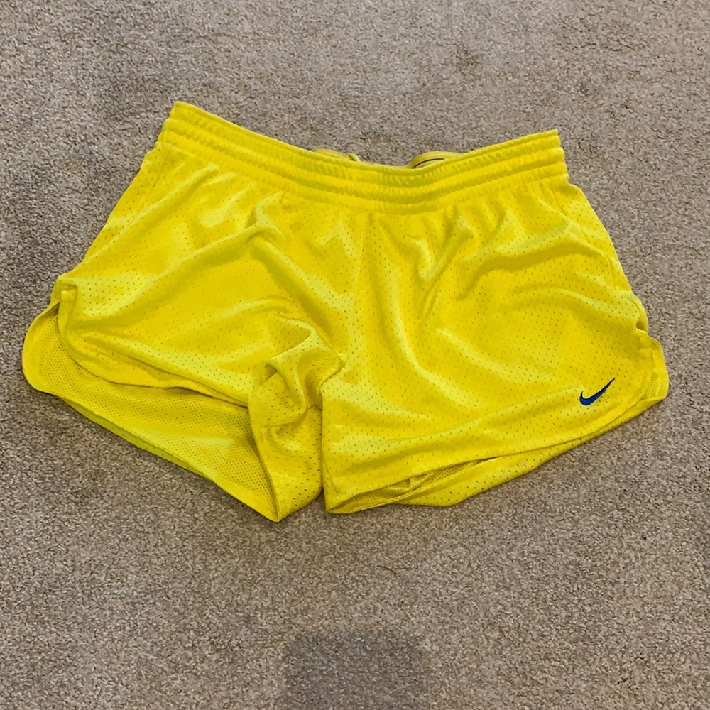 Nike yellow mesh shorts sz S